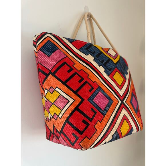 Mossimo 100% Paper Tote Bag Bold Geometric Design - OS - Picture 2 of 9